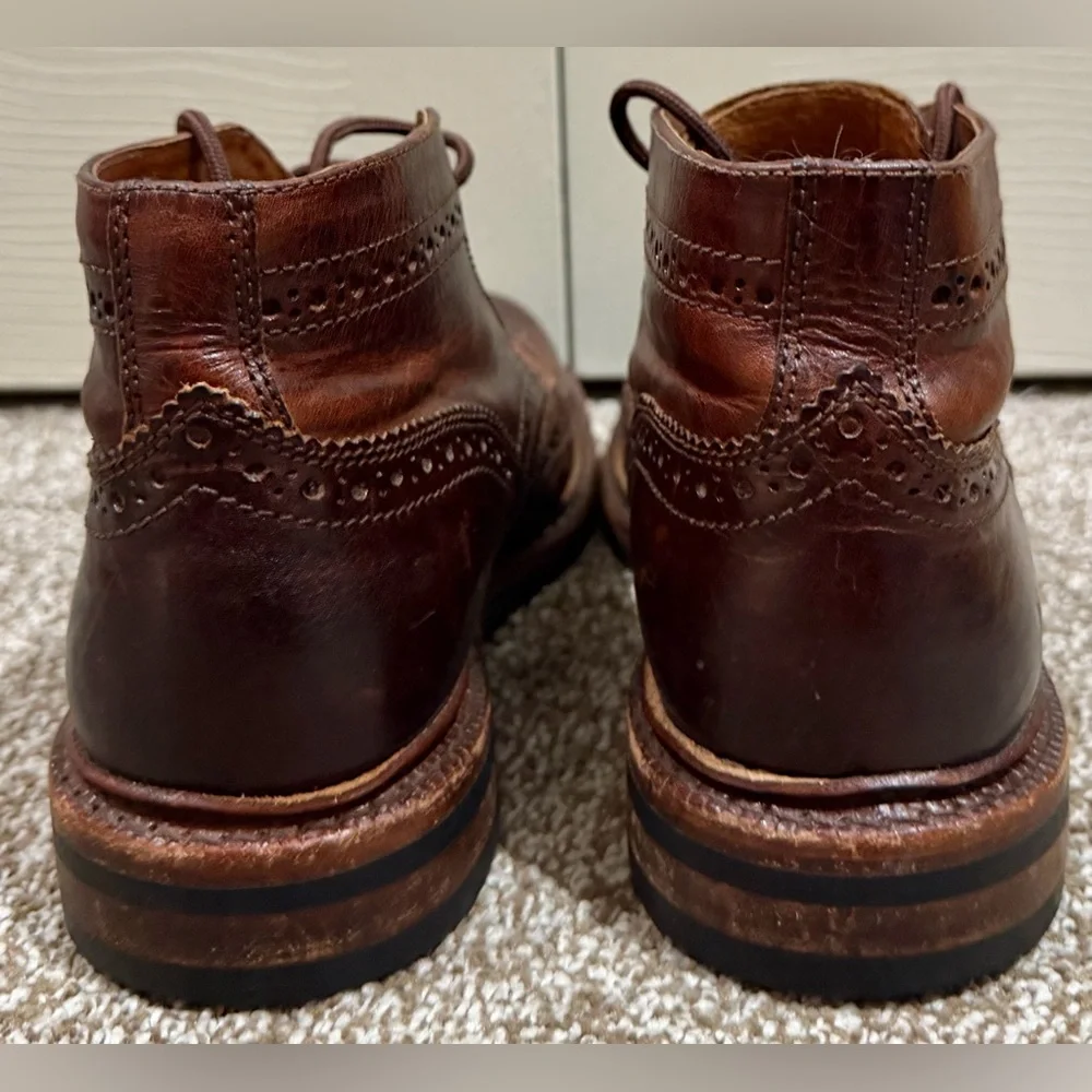 Frye Graham Brogue Chukka Boots Men’s 8.5 Brown Leather Lace-Up Ankle Dress